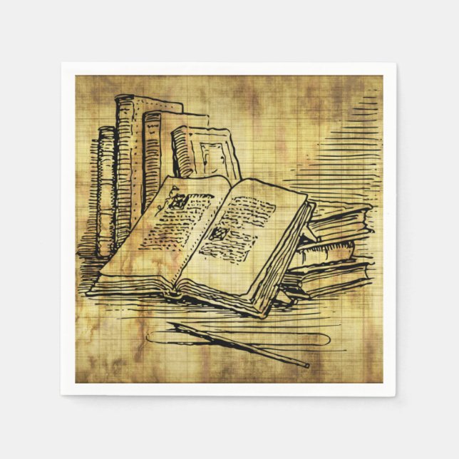 Serviettes Jetables Livres vintages (Devant)