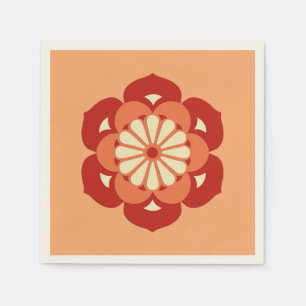 Serviettes Jetables Lotus Flower Mandala, Pastel Orange et Mandarin