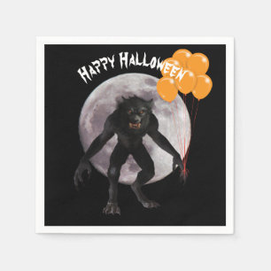 Serviettes Jetables Loup-garou de Halloween avec des ballons