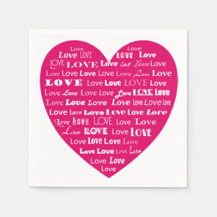 Serviettes Jetables Love Heart Word