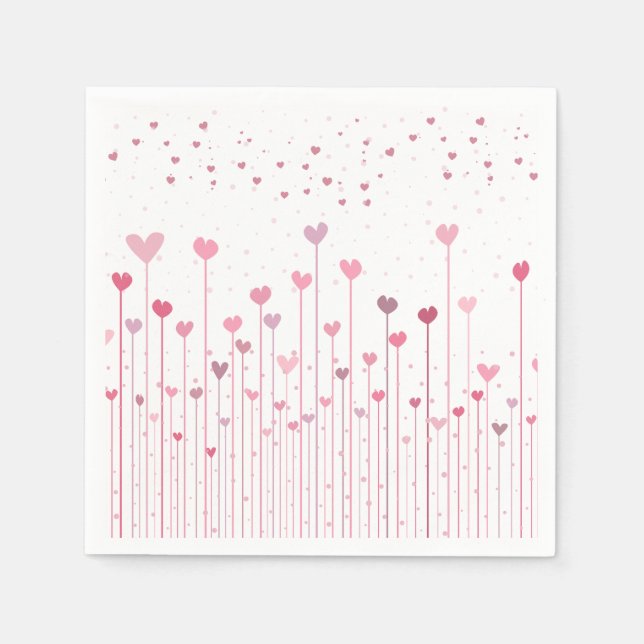 Serviettes Jetables Lovely Pink Hearts Saint-Valentin | Napkin (Devant)