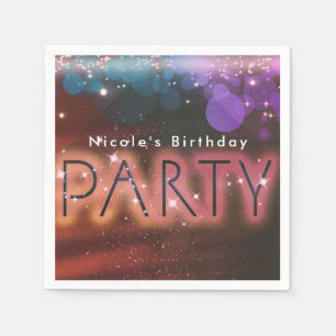 Serviettes Jetables Lumières d'été et palmiers blancs Fête d'anniversa