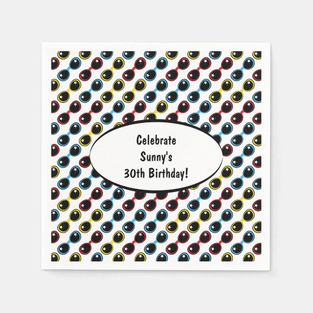 Serviettes Jetables Lunettes de soleil rétro Primaire (Devant)