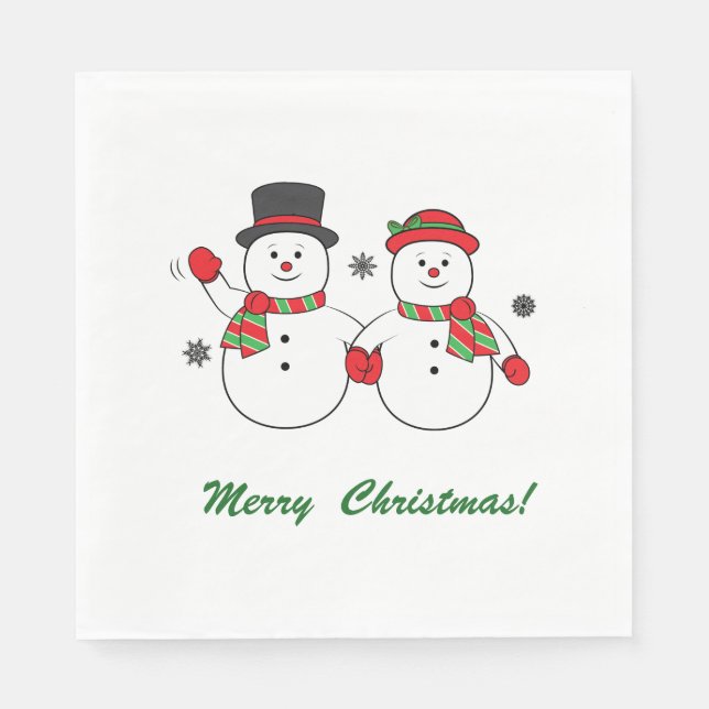 Serviettes Jetables M. et Mme Snowman Joyeux Noël (Devant)
