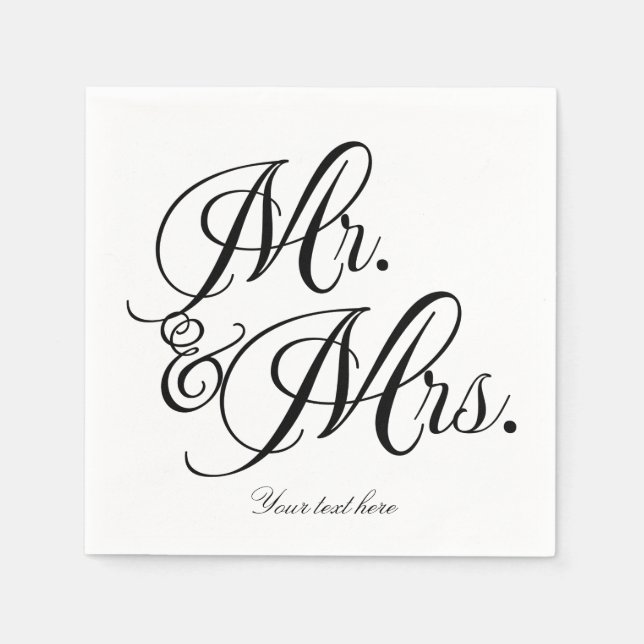 Serviettes Jetables M. & Mme Black White Mariage Engagement Party (Devant)