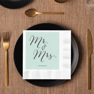 Serviettes Jetables M. & Mme Classic Script Calligraphy Nom Mariage
