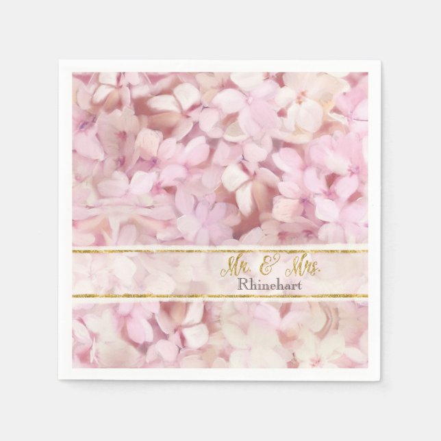 Serviettes Jetables M. & Mme Gold Faux Parties scintillant Pink Hydran (Devant)