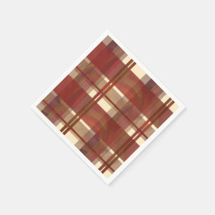 Serviettes Jetables Madras Plaid Fall Red