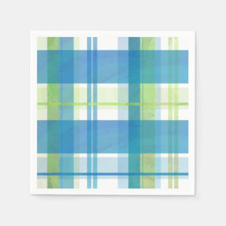 Serviettes Jetables Madras Plaid Green et Blue