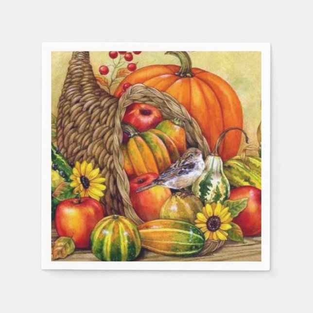 Serviettes Jetables magnifique arrangement de Thanksgiving (Devant)