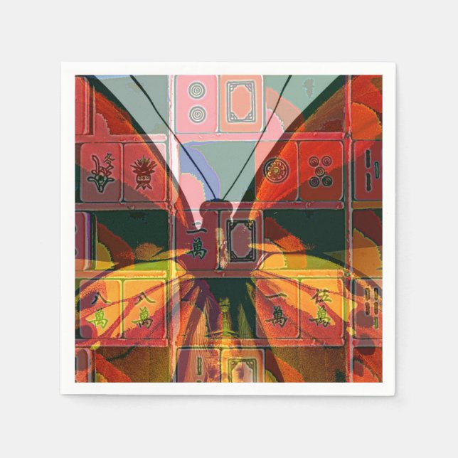 Serviettes Jetables Mah Jongg Papillon serviettes (Devant)