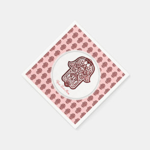 Serviettes Jetables Main de henné de Hamsa (rouge)