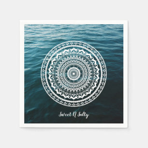 Serviettes Jetables Mandala Blanc Laissez la mer vous libérer