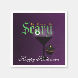 Serviettes Jetables Manger Boire Soyez Halloween Violet Nappe en Papie