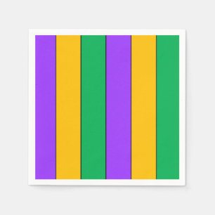 Serviettes Jetables Mardi Gras Gras Stripes Motif jaune violet vert