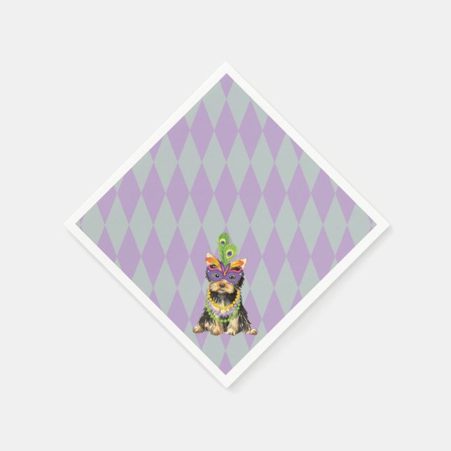 Serviettes Jetables Mardi Gras Yorkie (Coin)