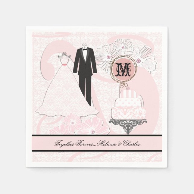 Serviettes Jetables Mariage Attire Papier personnalisé serviettes (Devant)