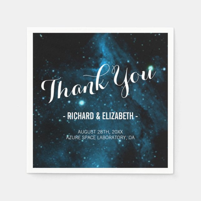 Serviettes Jetables Mariage bleu Galaxy Merci serviettes (Devant)