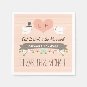 Serviettes Jetables Mariage Blush Inséparable Dove