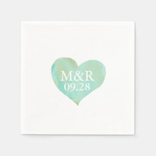 Serviettes Jetables mariage cardiaque monogrammé