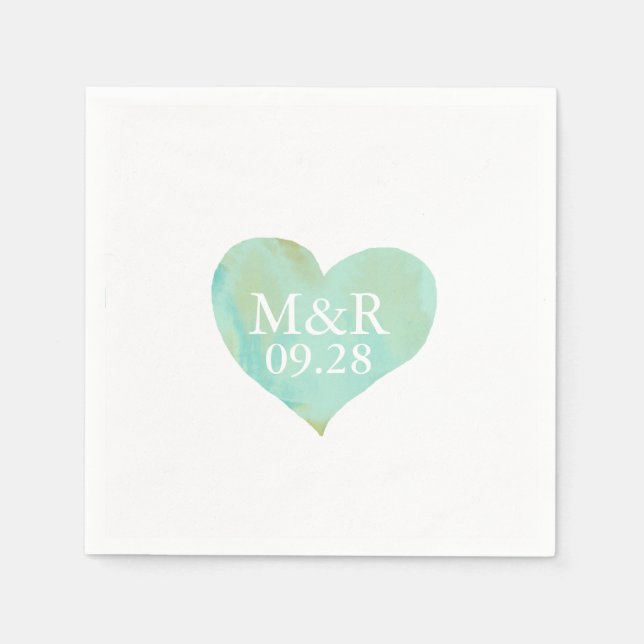 Serviettes Jetables mariage cardiaque monogrammé (Devant)