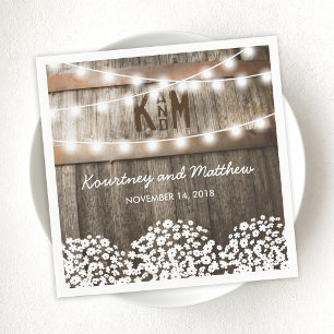 Serviettes Jetables Mariage champêtre rustique Respiration de bébé