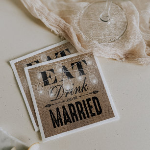 Serviettes Jetables Mariage Champêtre Toile de Jute Manger Boire et êt