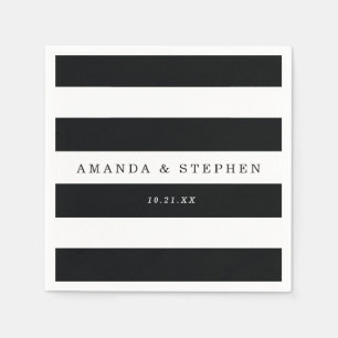 Serviettes Jetables Mariage Chic Black Stripes
