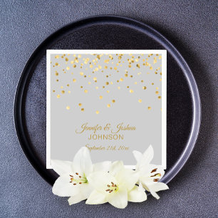 Serviettes Jetables Mariage Confetti gris clair personnalisé