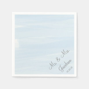 Serviettes Jetables Mariage d'aquarelle bleu