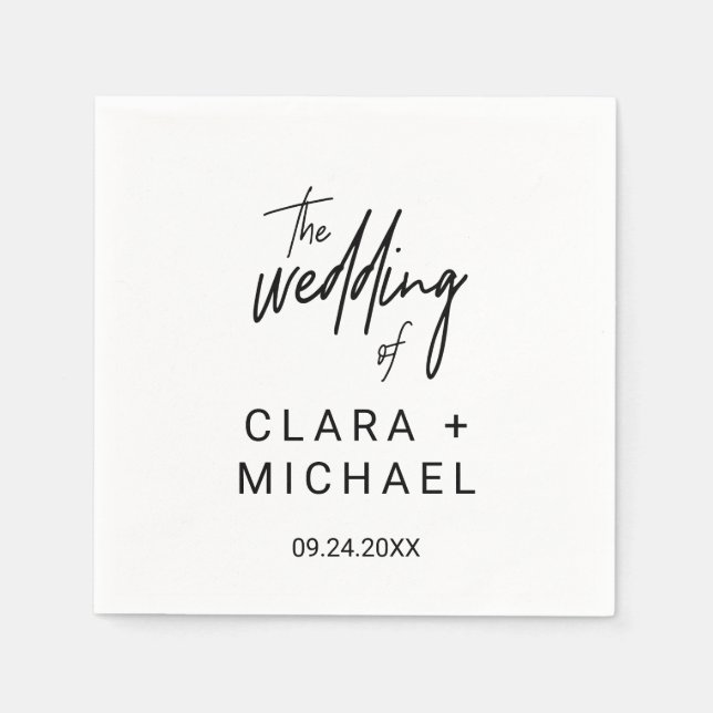 Serviettes Jetables Mariage de calligraphie Whimsical (Devant)