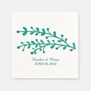 Serviettes Jetables Mariage de feuillage simple vert