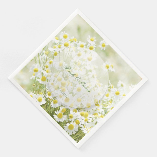 Serviettes Jetables Mariage de fleurs Chamomile (Coin)
