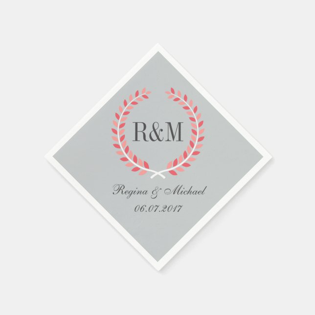 Serviettes Jetables Mariage de germe Rustique Laurel Monogram Napkin r (Coin)