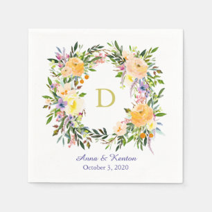 Serviettes Jetables Mariage de monogramme de germe d'automne