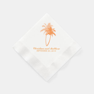 Serviettes Jetables Mariage de plage Orange Palm Trees