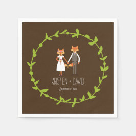 Serviettes Jetables Mariage de renards de bois de Whimsical
