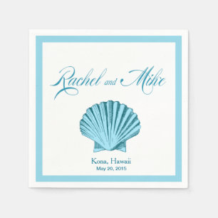 Serviettes Jetables Mariage de Scallop Seashell Beach bleu menthe