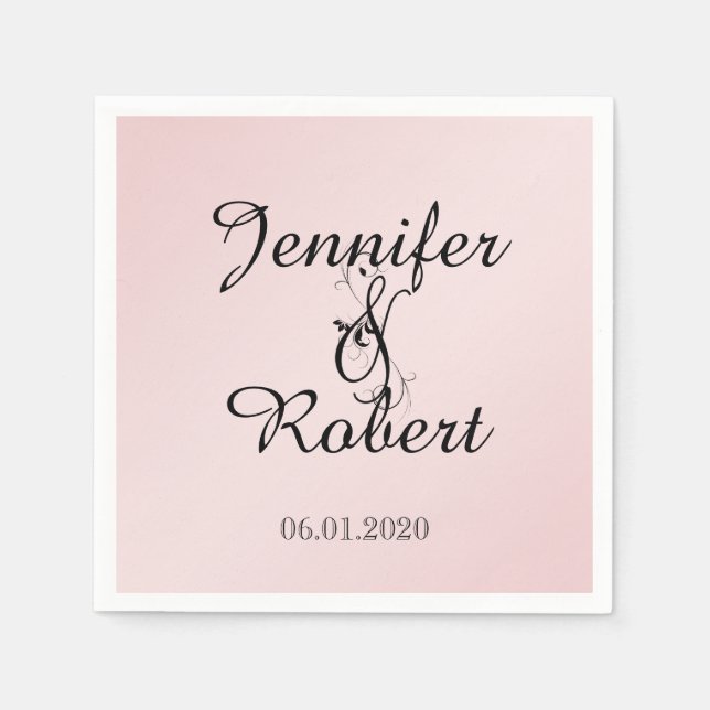 Serviettes Jetables Mariage d'élégance rose pâle Napkin (Devant)