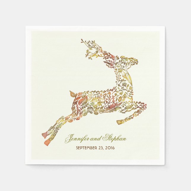 Serviettes Jetables Mariage du bois de Deer Fall (Devant)