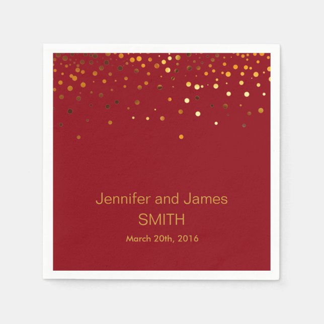 Serviettes Jetables Mariage élégant Table mini confetti or Brown (Devant)