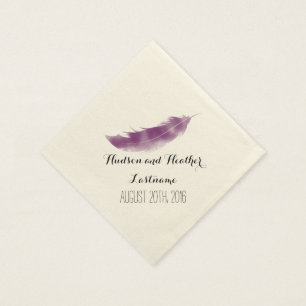 Serviettes Jetables Mariage en plume violet