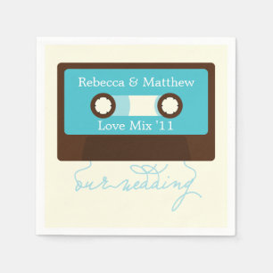 Serviettes Jetables Mariage Mixtape rétro