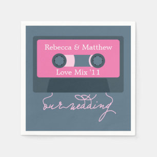 Serviettes Jetables Mariage Mixtape rétro