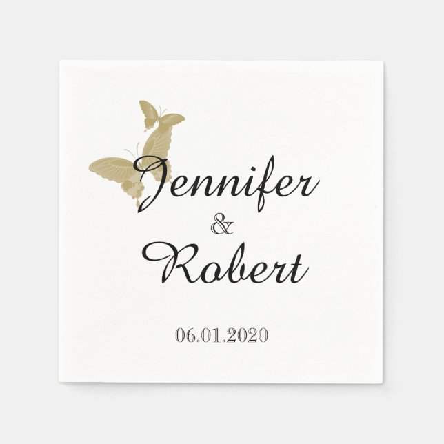 Serviettes Jetables Mariage Monogramme à double anneau (Devant)