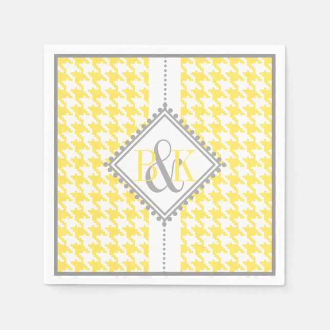 Serviettes Jetables Mariage motif jaune, blanc (Devant)