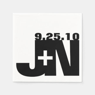 Serviettes Jetables Mariage noir et blanc