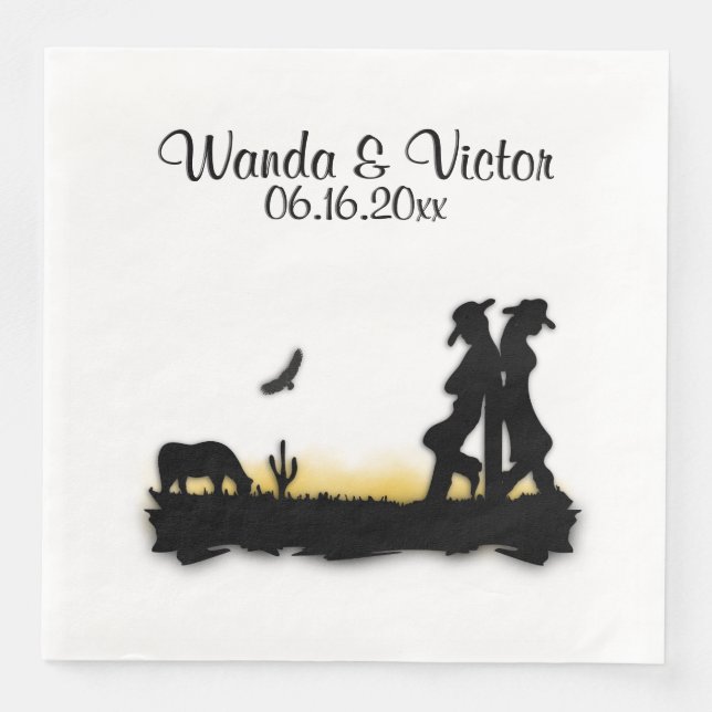 Serviettes Jetables Mariage occidental personnalisé (Devant)