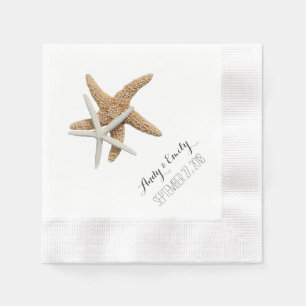 Serviettes Jetables Mariage personnalisé de poisson étoilé blanc