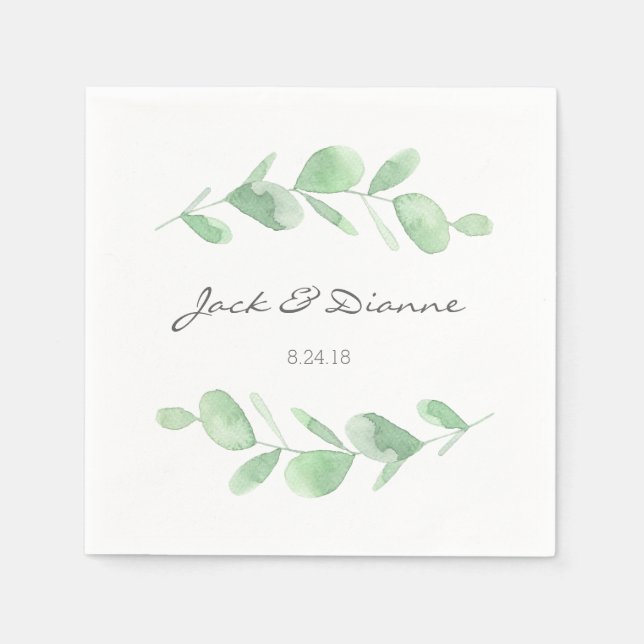 Serviettes Jetables Mariage personnalisé Eucalyptus Napkin (Devant)